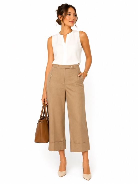The Limited Pants - The Limited Cropped Wide-Leg Pants in Tan